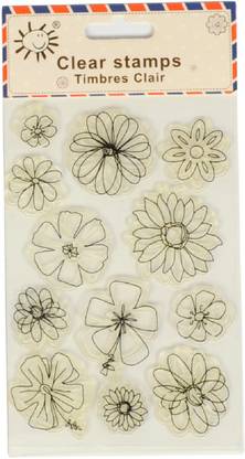 Vardhman Clear Rubber Stamp,Flower Design, Used in Textile & Block Printing, Card & Scrap Booking Making