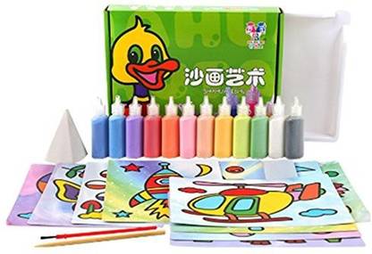 Liangxiang Sand Art Painting, 12 Pack Colored Sand Painting Drawing Toys Kids Arts and DIY Crafts Kit Learning Education Set art and craft