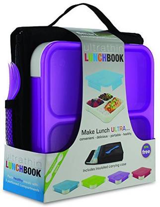 Smart Planet Ultrathin Lunchbook With Insulated Carrying Case, 24 Oz, Purple