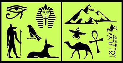 Auto Vynamics - STENCIL-EGYPTSET01-20 - Detailed Egyptian & Hieroglyphics Stencil Set - Includes Scarab, Pyramids, Burial Mask, & More! - 20-b