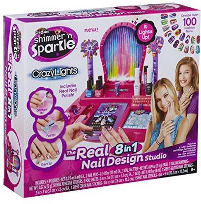 Cra-Z-Art Shimmer N' Sparkle - Crazy Lights Real 8-in-1 Nail Design Studio