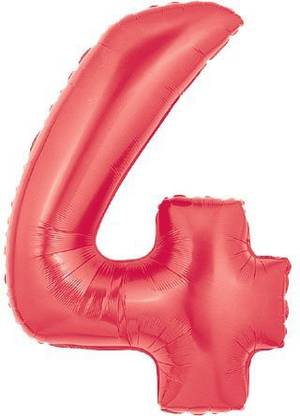 Generic Factory Card and Party Outlet Number 4 Metallic Red 40In Balloon