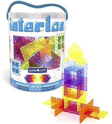 Guidecraft Interlox Squares - 96 Piece Set Interlocking Construction Toy