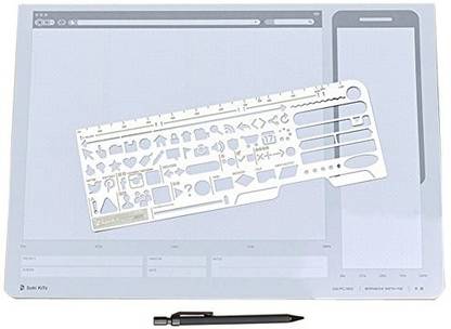 Generic Set of 3 Responsive UI Design All-in-One Stainless Steel Draft Drawing Sketch Stencil Pencil Kit Template