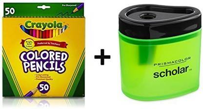CRAYOLA 50 Count Long Colored Pencils (68-4050) + Free Prismacolor Scholar Colored Pencil Sharpener (1774266)