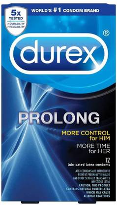 DUREX Condom Prolong Natural Latex Condoms, 12 Count Condom