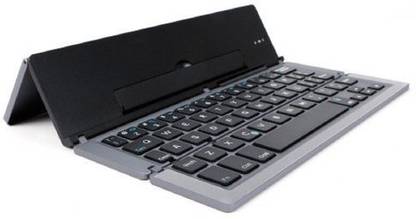 Un-Tech Foldable Keyboard with Kickstand for iPhone, iPad, Andriod Cellphone and Windows Tablet Grey Magnetic, Bluetooth, Wireless Handheld Tablet Keyboard