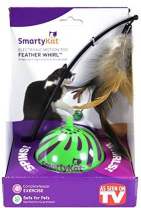 SmartyKat Feather Whirl Electronic Motion Cat Toy, As Seen On Tv Cotton Fetch Toy For Cat