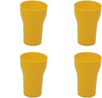 SMILEY (Pack of 4) Unbreakable Good Looking Round Glass in Yellow Color (300 ML) Set OF 4 Glass Set Water/Juice Glass