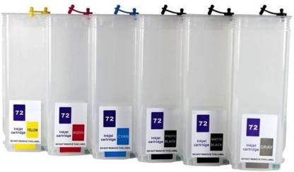 HDC Empty Refillable Ink Cartridges Compatible For HP 72 Ink Cartridges For Use In HP DesignJet T610 series, T620, T770, T770 HD, T790, T1100, T1300, T2300 eMFP & ePrint & Share Printers (Matt Black) Black + Tri Color Combo Pack Ink Cartridge