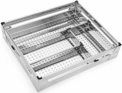 KEEPWELL Stainless Steel Stainless Steel Kitchen Rack | Cutlery Kitchen basket | Modular Kitchen basket | Kitchen trolley | Storage Basket For Kitchen (Size: 19x20x4 Inch) Storage Basket