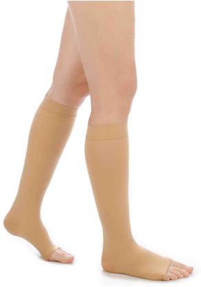 Medilin medilastix THERAPEUTIC COMPRESSION STOCKINGS CLASS 2 ( MEASURED COMPRESSION OF 23-32 mmHg) KNEE HIGH/ OPEN TOE/ BEIGE / FOR VARICOSE VEINS . Foot Support