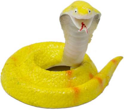 Tootpado Realistic Rubber Snake Toy Round Cobra - Yellow (2FNS85) - Garden Props Prank Gag Gifts