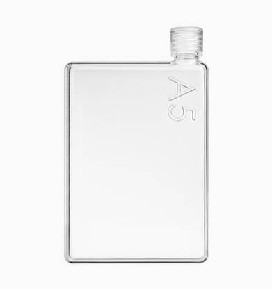 Perfect Pricee A6 Size Notebook Portable Transparent BPA Free Water Bottle/MEMO BOTTLE for Sports, Office, Bag, School, College, Shopping, Notebook Style Flat and Ultra SLIM Portable Bottle-Leakproof Lid, slide into your bag easily, Convenient to handle in your hands like a memo or a notebook (325 ml) - 325 ml