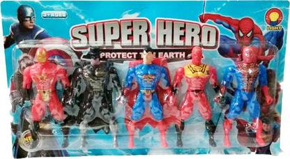 ClueSteps Super Heroes Protect The Earth Light on the Chest Height of the Each Action Figures is: 5.5 Inch 5 in 1 Action Super Heroes