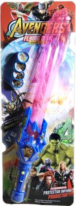 ClueSteps Avengers Flying Disk Flashing Sword with Flashing Lights & Sounds