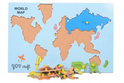 YDV CRAFT Wooden World MAP Puzzle with KNOB Wall Size Jigsaw Puzzle 23 Pieces for Boys, Girls Kids 4 Age Year and Above Best Wooden Toy for Your Lover Ones WOODNE India MAP WOODEM MAP