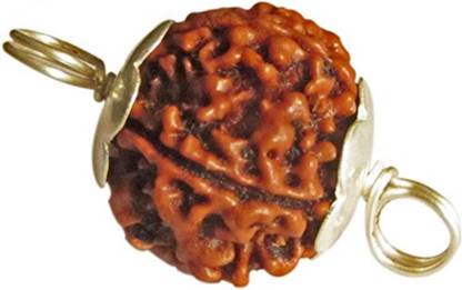 SSG Collections | 5 Mukhi/ Faced Rudraksha Silver Coated Pendant With Lab Certificate, Nepal Originated Rudraksh, Bead Size: 10-15mm | 100% Original & Natural Rudrakash | Wood Locket