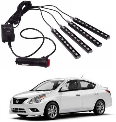 AUTOGARH Premium Quality 4 In 1 Multi-Color Music 36 LED Car Interior Underdashboard Lighting Kit With Car Charger and Sound Activated IR Wireless Remote Control Atmosphere Lamp (6W, Set of 4) For Versa Car Fancy Lights
