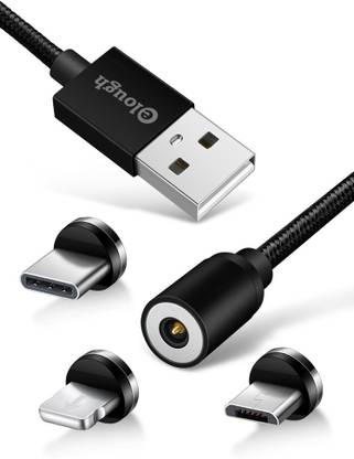 VIRALL TECH Magnetic Charging Cable 1.2 m 3 in 1 Magnetic Data Cable Micro usb, Lightning & Type C Charging Cable