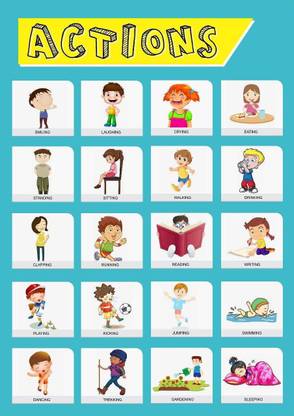 Actions Educational Charts for Kids Home and School A3 Size. Photographic Paper