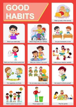 Good Habits Educational Charts for Kids Home and School A3 Size. Photographic Paper