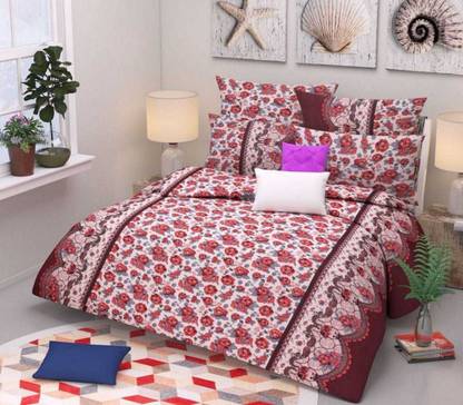 New panipat textile zone Polycotton Queen Flat 132 TC 3D Printed Bedsheet