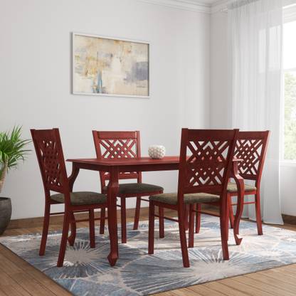 WOODNESS Georgia Solid Wood 4 Seater Dining Set