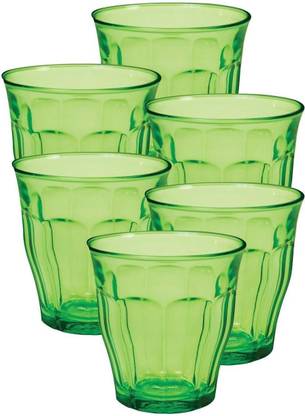 Duralex (Pack of 6) Picardie Tumbler Green Color Tempered Glass Set Water/Juice Glass