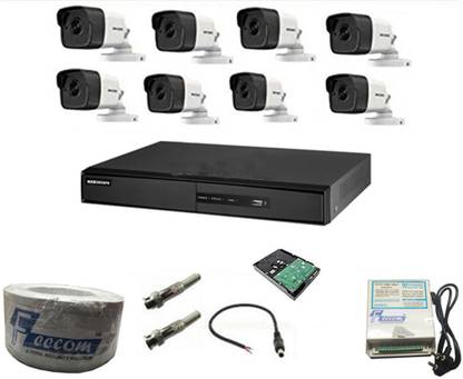 HIKVISION Full HD 5MP Cameras Combo KIT 8CH HD DVR+ 8 Bullet Cameras +2TB Hard DISC+ Wire ROLL +Supply & All Required Connectors Security Camera