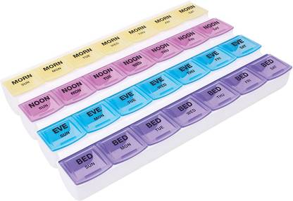 LS Letsshop Tablet Pill Box Holder Medicine Storage Organizer Case Container (1) Pill Box (Multicolor)017 Medicine Dispenser