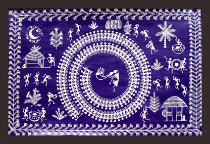 Mad Masters WARLI PAINTING 1 Piece wooden framed painting |Wall Art | Home Décor | Painting Art | Unique Design | Attractive Frames Digital Reprint 12 inch x 18 inch Painting