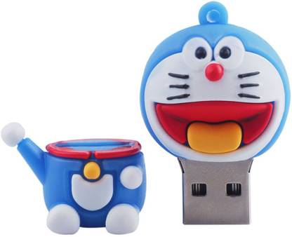 Green Tree Cartoon Doreamon Fancy USB Flash Drive 64 GB Pen Drive Compatible with Netbook, Gaming Console, Desktop Computer, Audio Player, Television, Laptop USB 2.0 Rubber Case