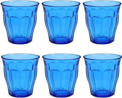 Duralex (Pack of 6) Picardie Tumbler Blue Color Tempered Glass Set Whisky Glass