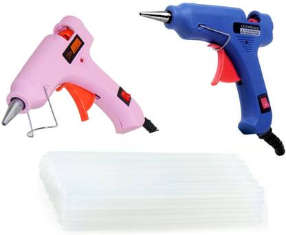FADMAN BLUE AND PINK MINI GUN COMBO PACK 20 WATT HOT MELT GLUE GUN ON OFF SWITCH & INDICATOR AND 10 GLUE STICKS Standard Temperature Corded Glue Gun