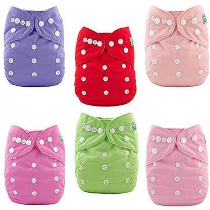 Alvababy Baby Cloth Diapers 6 Pack with 12 Inserts Adjustable Washable and Reusable Pocket Diapers for Baby Girls 6BM88