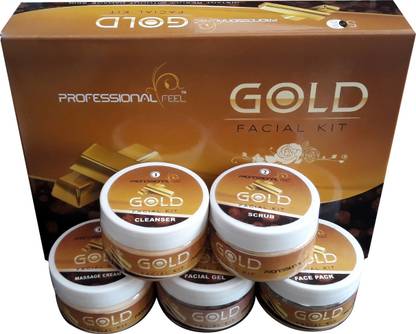 PROFESSIONAL FEEL Feel Gold Facial Kit, Way To Use Facial Kit, Fairness, Whiting, Skin, Instant Result Without Damage Skin (set 5)