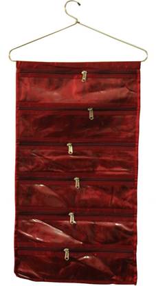 KUBER INDUSTRIES Satin Wall Hanging Jewellery Organiser (Maroon) Jewellery Organizer