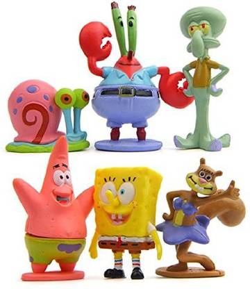 Shrih 6 Pcs Toy Set Spongebob Squarepants, Gary, Sandy Cheeks, Mr. Krabs, Patrick Star, Squidward Tentacles Action Figure Toys