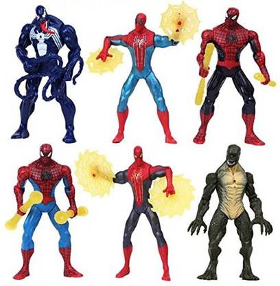 Shrih 6 Pcs Spiderman, Venom, Scarlet Spider, Lizard 15-27cms Action Figure Toys