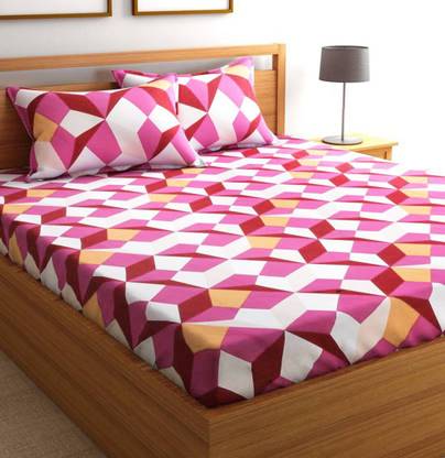 Flipkart SmartBuy Cotton Double Flat 144 TC Geometric Bedsheet