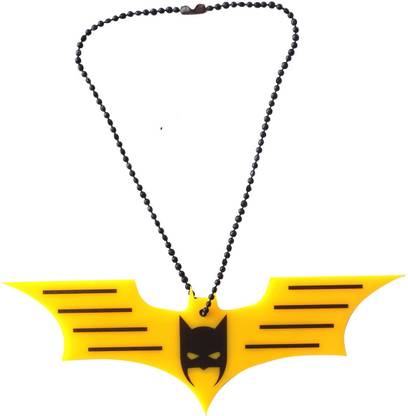 FAMEUS Double Sided Rear View Mirror Car Hanging Yellow & Black - Batman Themed - Bat Shaped Acrylic Car Hanging - 5.5 x 2 x 0.1 Inches Car Hanging Ornament