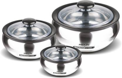 MILTON Clearsteel Jr Gift Set Pack of 3 Serve Casserole Set