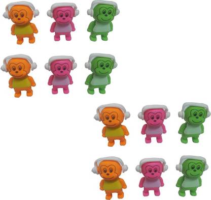 Giftshub 12 Pc Monkey with headphone erasers Collection Non-Toxic Eraser