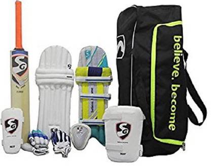 SG - Kashmir Willow Economy Cricket Kit (size - 6) (Contains - One Eco combo kit bag, One Pair of 'Campus' Batting gloves (Right Handed), One 'RSD Spark' Kashmir willow cricket Bat-, One 'Test' Elbow Guard, One 'Test' Thigh Guard, one 'Tournament' Abdominal Guard, One Pair of 'Nexus' Leg Guard and One Bat Cover) (Size of Kit - Senior) Cricket Kit