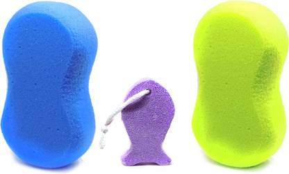 FULLY 3 Jolly Sponge For Bathing, Fish Shape Pumice Stone For Foot, Multicolor