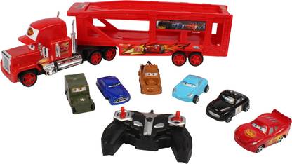 Planet of Toys 2.4G 4 Function R/C Trailer Truck With 6 Pcs Slided Racing Cars For Kids, Children