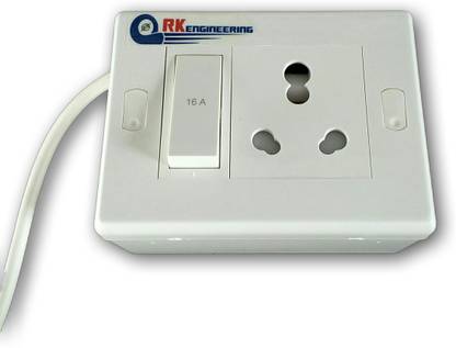 RK ENGINEERING EXTENSION CORD BOARD POWER STRIP 1000W 1 Power set 5/6/10/15/16 Amp. sockets and 10 meter long cable suitable for laptop computer desktop LED LCD iron refrigerator washing machine mixer grinder table fan UPS RO water purifier table fan fish tank desert cooler printer table lamp drill machine TV set top box mic water dispenser inverter mobile charging all outdoor office and home appliances up to 1000 Watts. 1  Socket Extension Boards