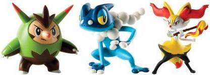 POKEMON Action Figure Set Of 3 Featuring Quilladin Braixen And Frogad, Perfect Gift Item For Any Fan
