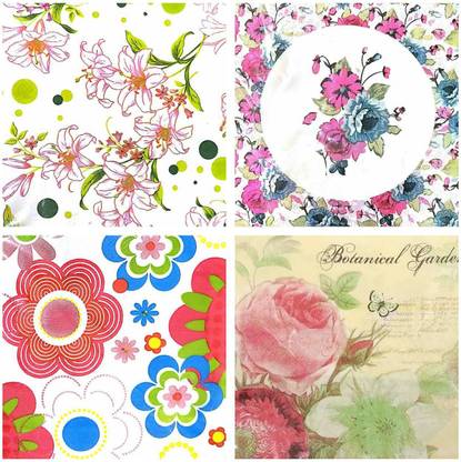 freshlooms Decorative Printed Decoupage Tissue Paper Napkins, Standard Size Multicolor Paper Napkins